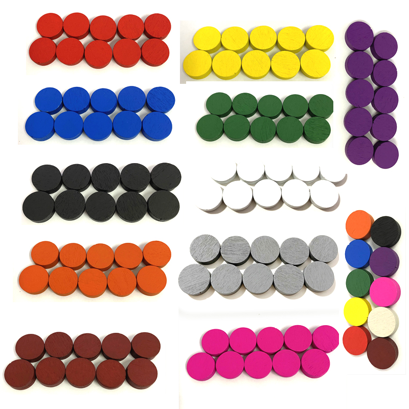 Board Game Sequence - 100 adet Çap 15*5 MM Ahşap