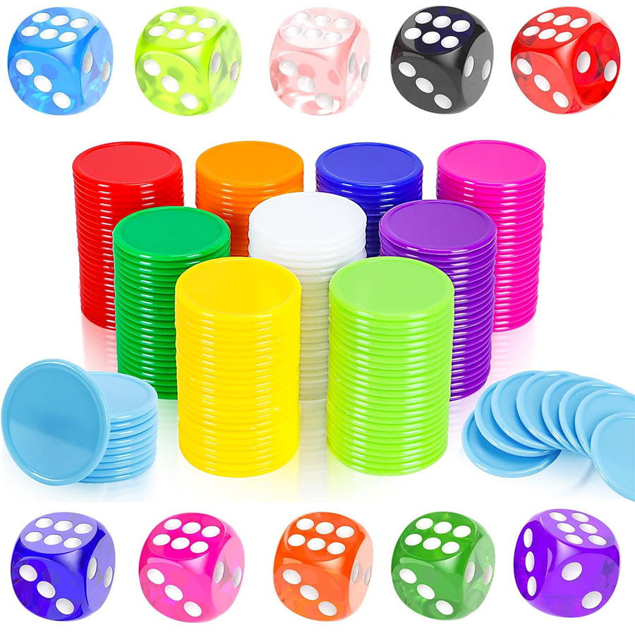 100 Fiş ve 10 Zar Seti - 19mm  - Board Game Sequence incelemesi ve fiyatı